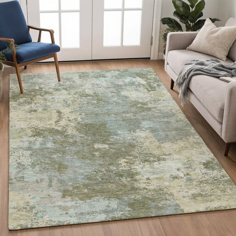 Machine Washable Indoor/ Outdoor Chic Modern Chantille Rug