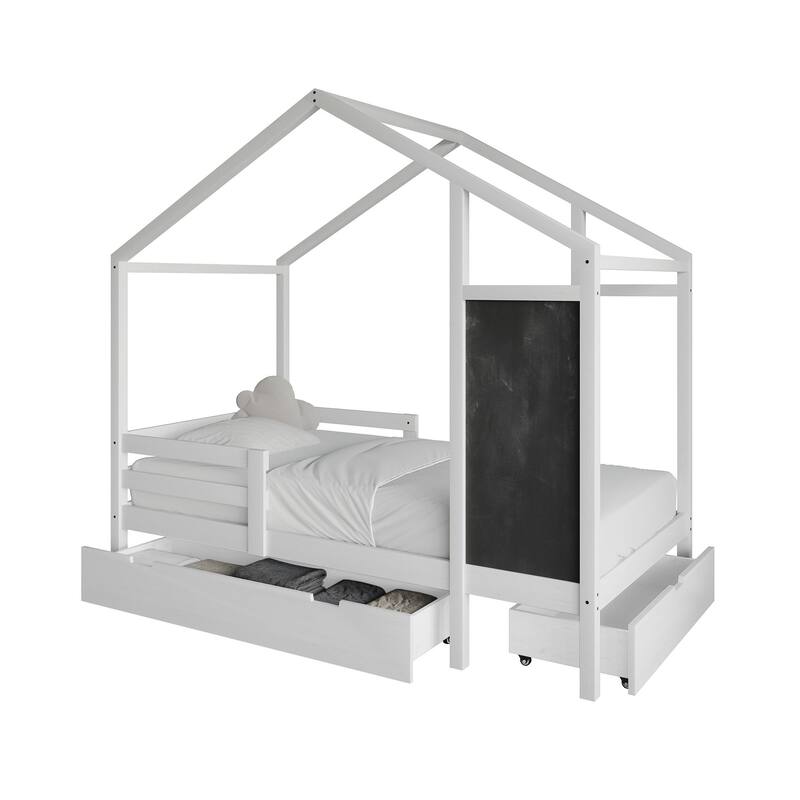 CraftPorch Mid-Century Wooden Canopy Bed