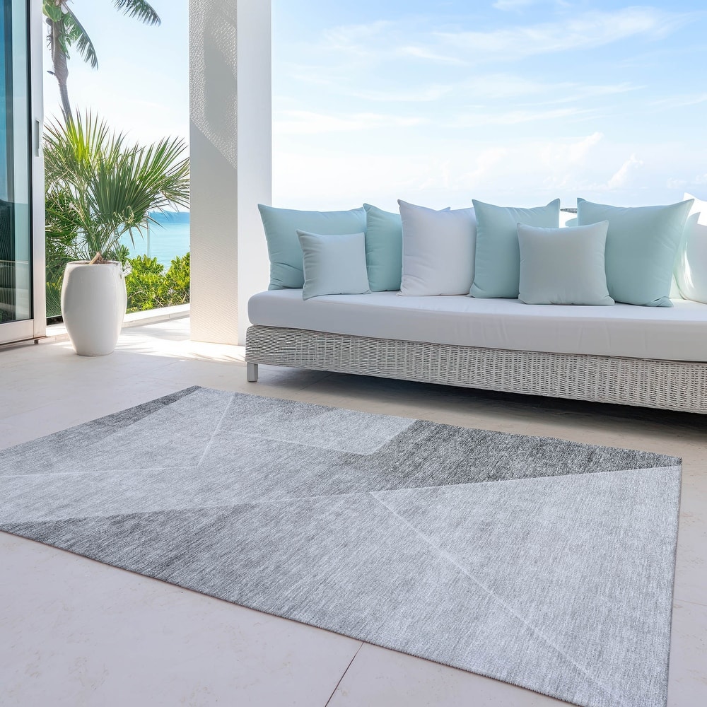 Machine Washable Indoor/ Outdoor Chantille Contemporary Abstract Rug