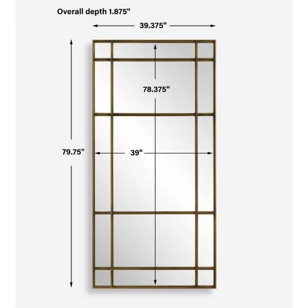 Industrial Window Framed Rectangular Wall Mirror - 79.75" - Antique Gold