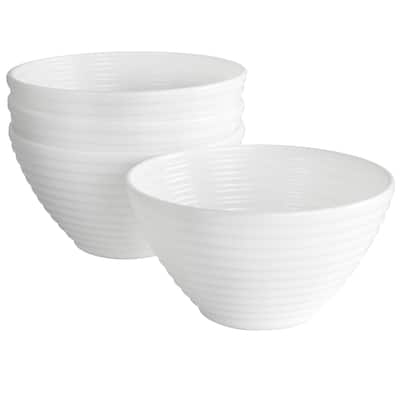 Gibson Ultra Patio 4pc Tempered Opal Glass Dessert Bowl Set in White