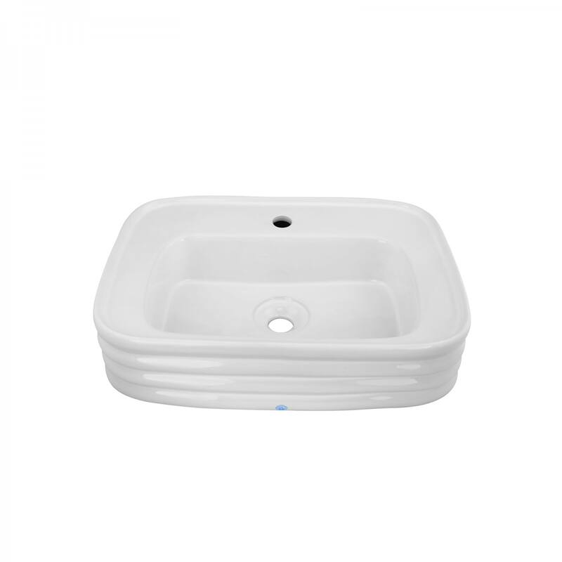 23.5" Rectangular White Ceramic Bathroom Vessel Sink - White