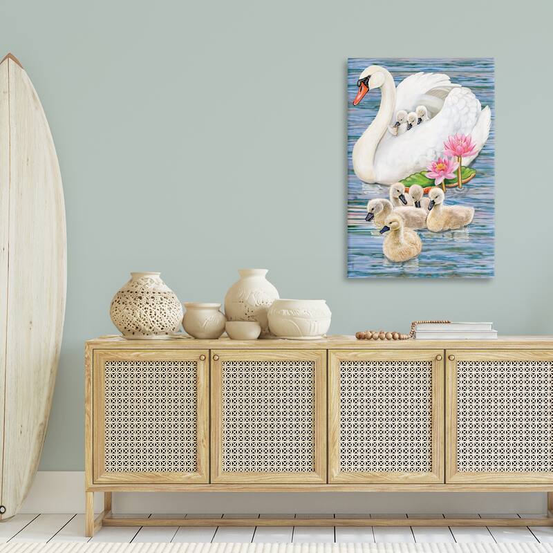 Stupell Swan Family & Lotus Flowers Canvas Wall Art Design By Rosiland Solomon
