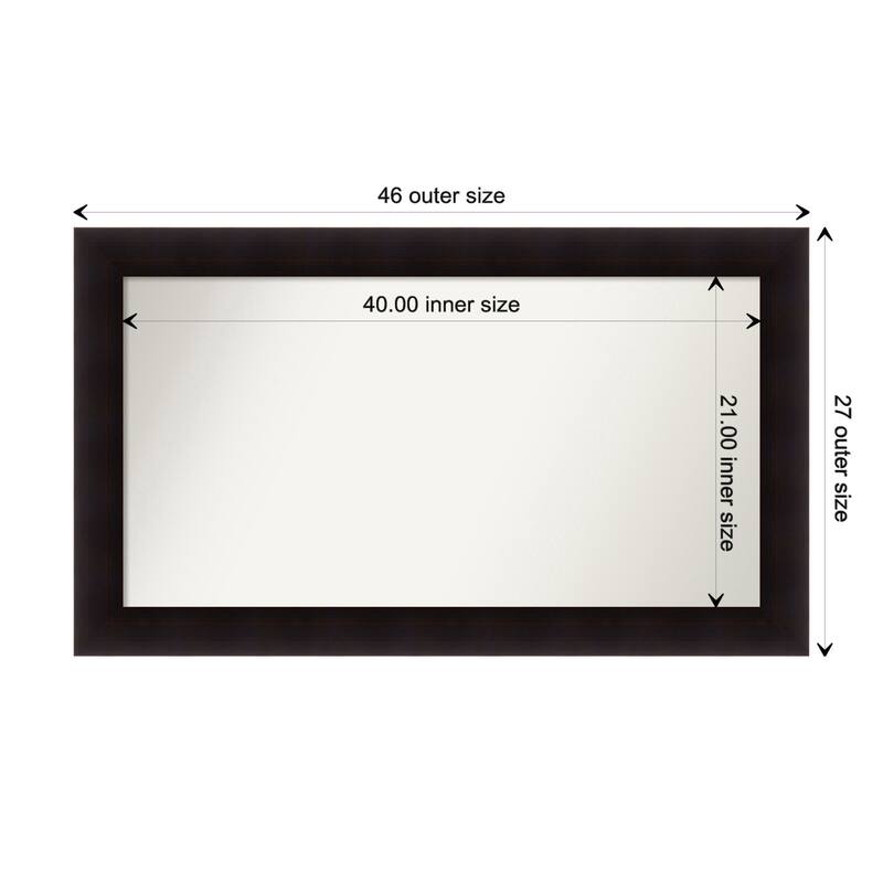 Portico Espresso Framed Non-Beveled Custom Wall Mirror, Bathroom Vanity Mirror - Outer Size: 45.75 x 26.75