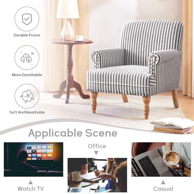 Upholstered Accent Sofa Linen Club Chair with Legs for Living Room