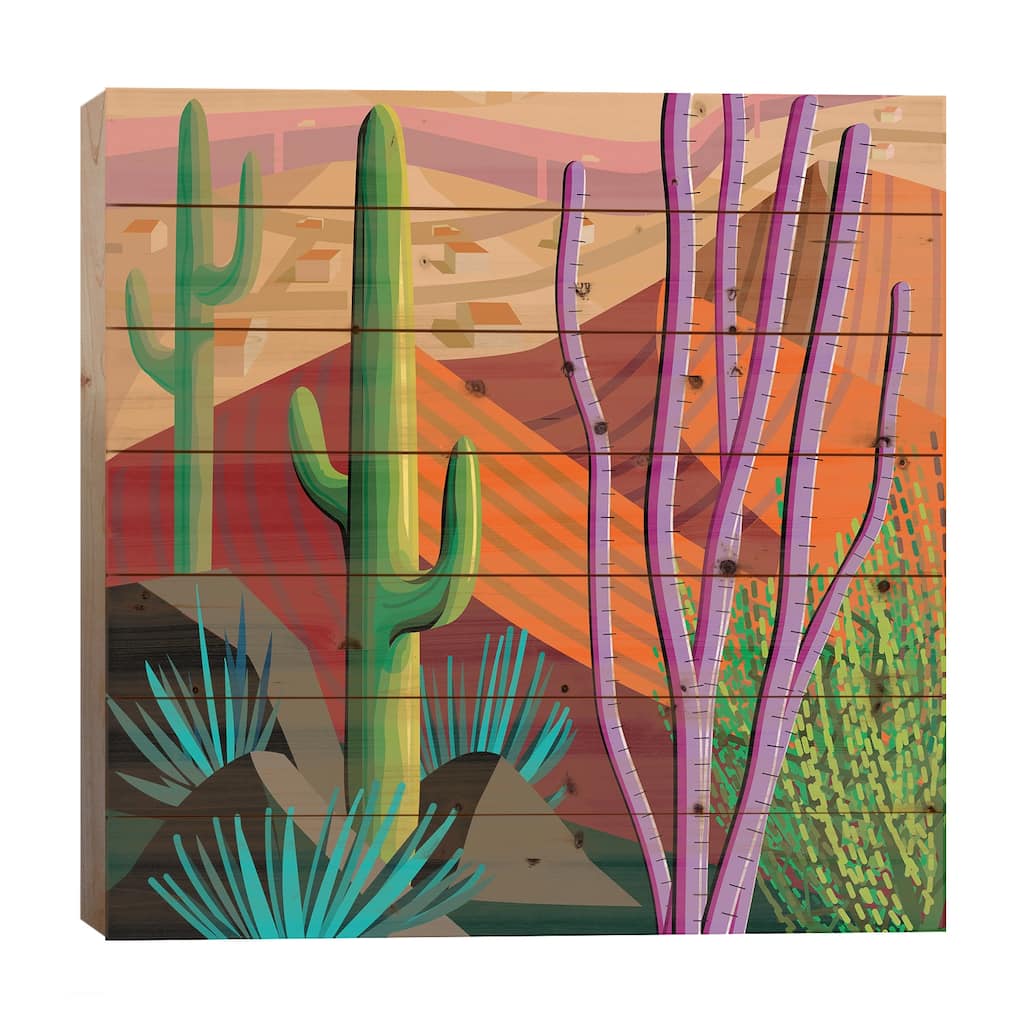 Tucson, Square Print On Wood by Charles Harker - Multi-Color