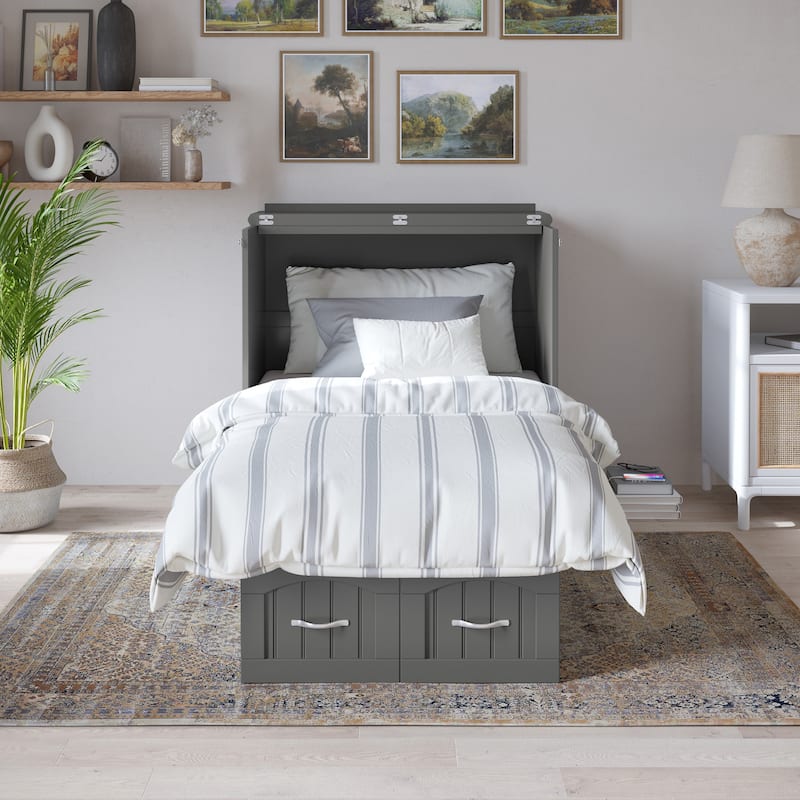 Nantucket Murphy Bed Chest with Mattress and Built-in Charging Station