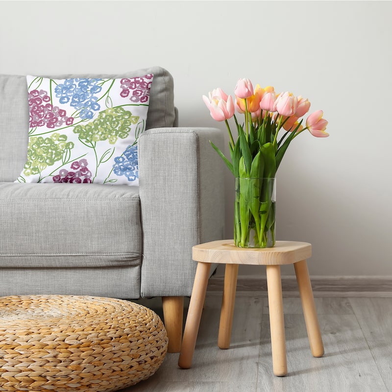 Hydrangeas Floral Print 16-inch Throw Pillow