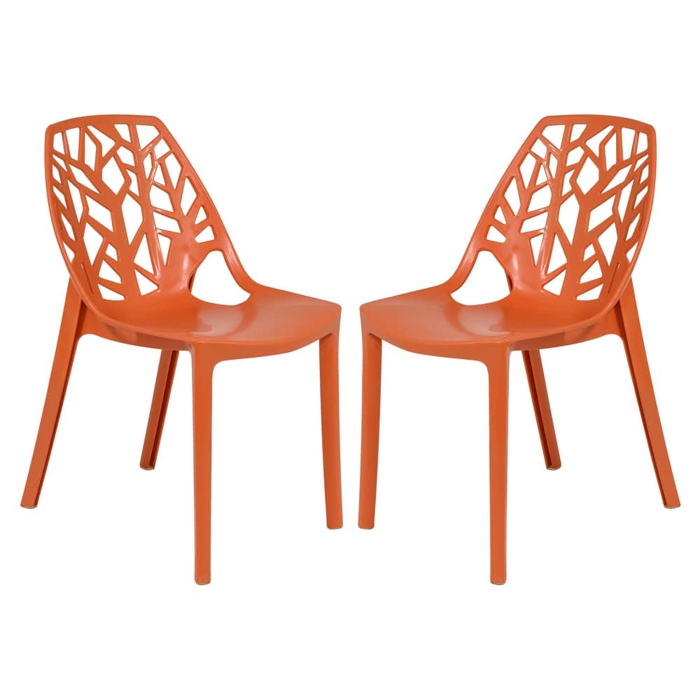 Stackable Dining Chair in Polypropylene (Set of 2) Modern Cut-out Design Backrest Accent Side Chair