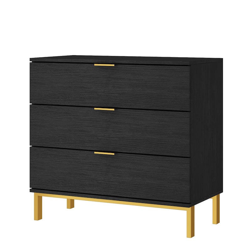 Kerrogee 3-Drawer Chest - Wooden Storage Dresser with Metal Legs