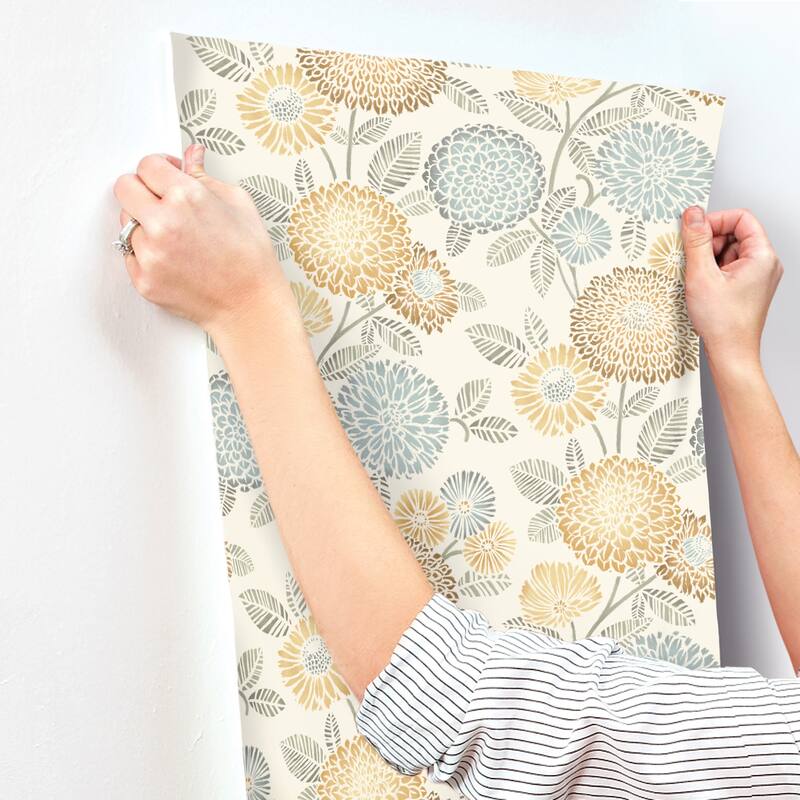 Chesapeake Zalipie Apricot Floral Trail Wallpaper