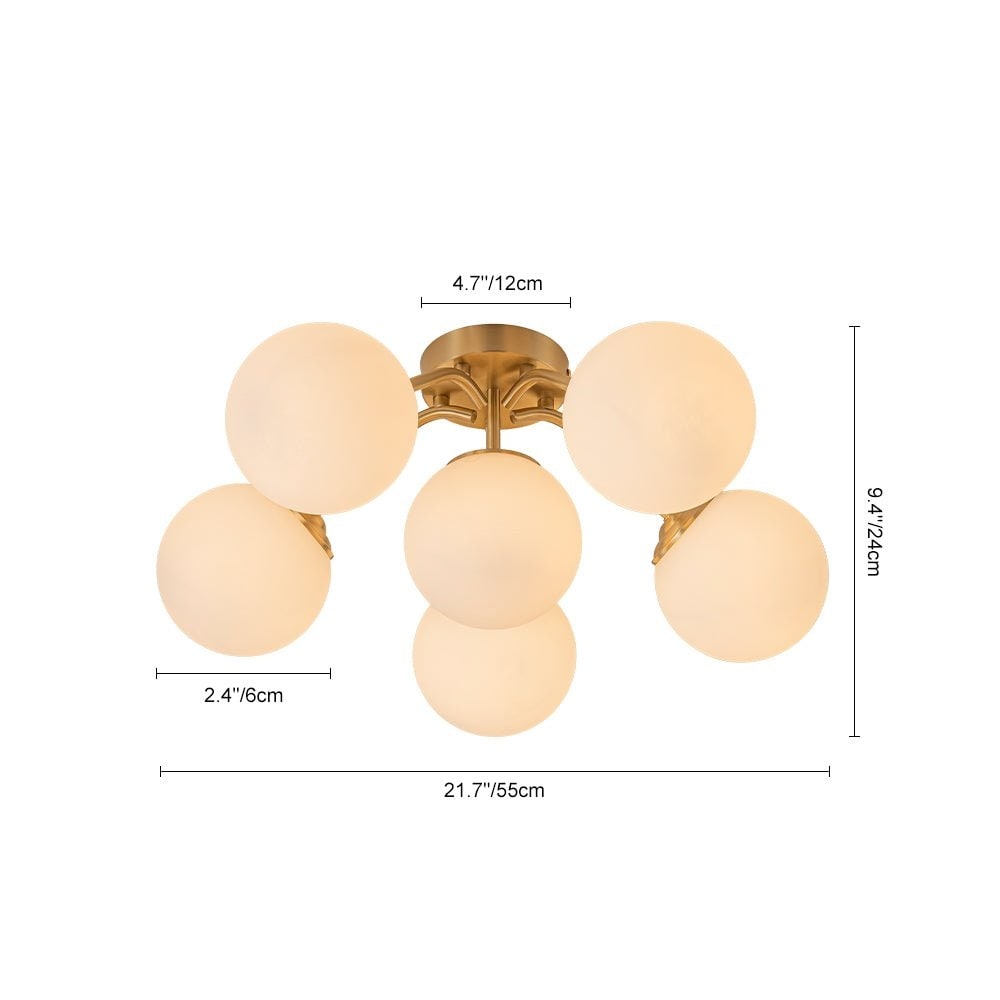 Modern 11-Light Frosted Glass Globe Wavy Arm Sputnik Semi-flush