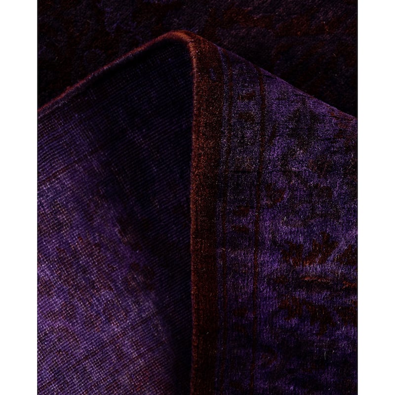 Overdyed One-of-a-Kind Hand-Knotted Runner Rug - Purple - 2' 8" x 8' 3"