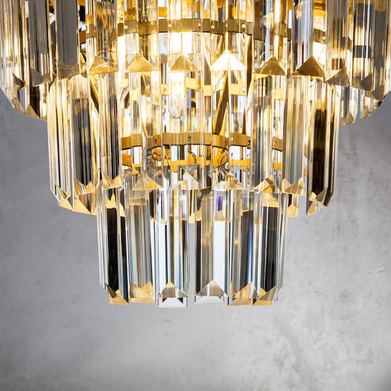 CraftHome 3-Light Elegant Tiered Antique Gold Mini Crystal Chandelier
