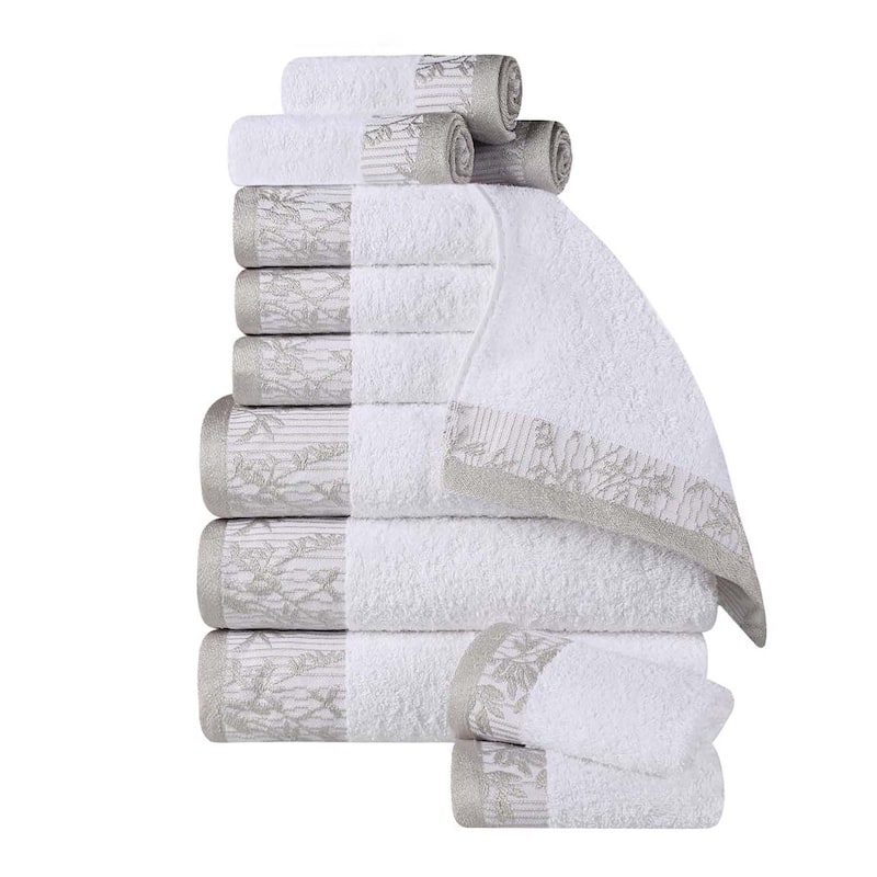 Superior Wisteria Cotton Floral Jacquard 12 Piece Bathroom Towel Set