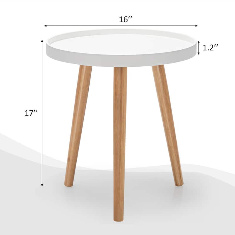 Gymax Set of 2 Round Side Table Sofa Coffee End Accent Table - 16'' x 16'' x 17''