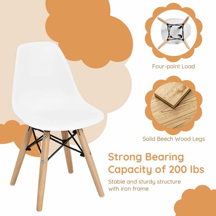 4 PCS Children Chair Set Medieval Style Dining Chairs with Wood Legs - 14.5" x 12" x 22" (L x W x H)