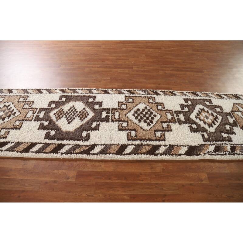 Plush Anatolian Natural Dye Runner Rug Hand-knotted Wool Carpet - 2'11"x 10'11"