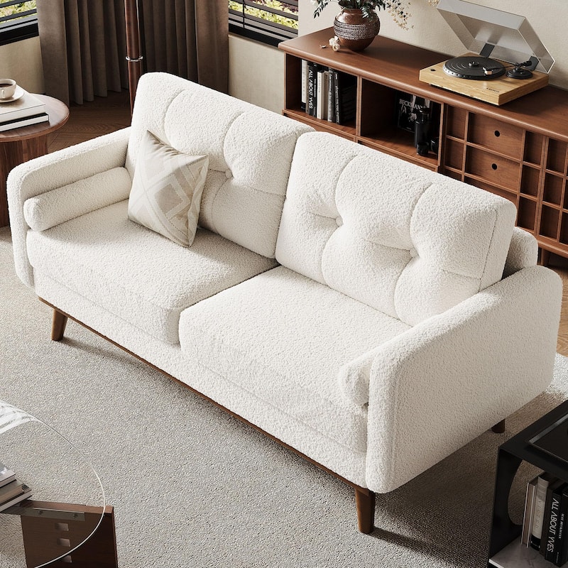 65" Loveseat Sofa, Mid Century Modern Couch Comfy Love Seat Couches for Living Room