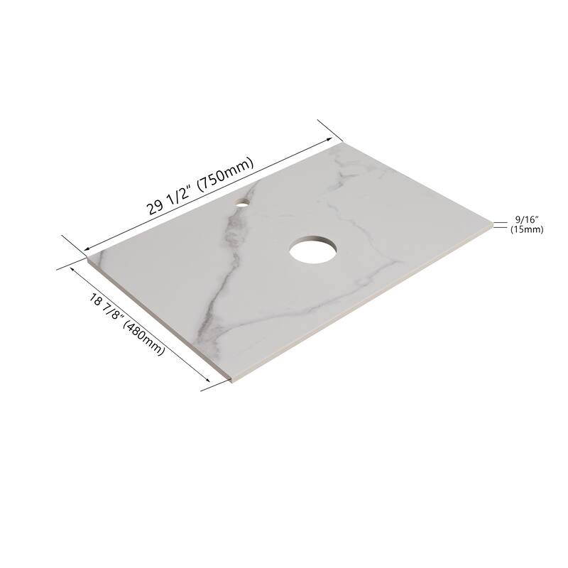 30''Modern Design Float Bathroom Vanity With Ceramic Basin Set,Wall Mounted White Oak Vanity With Soft Close Door