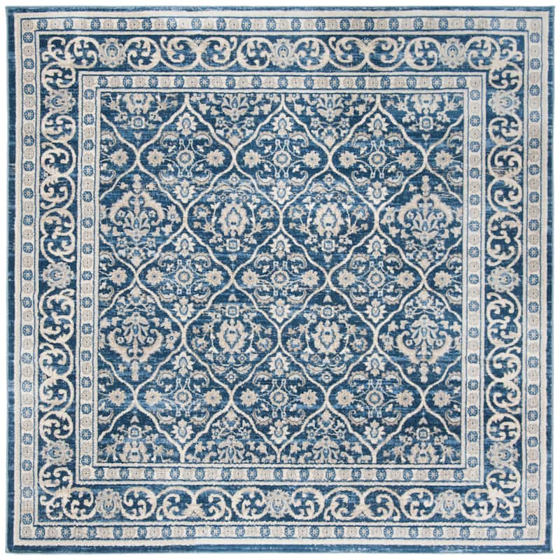 SAFAVIEH Brentwood Craciunita Traditional Oriental Rug - 6'7" Square - Navy/Light Grey