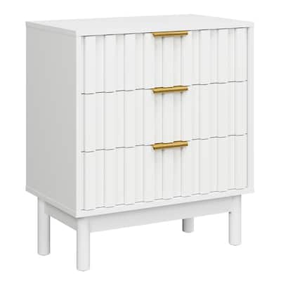 3 Drawer Dresser Set of 2 with Fluted Panel Design