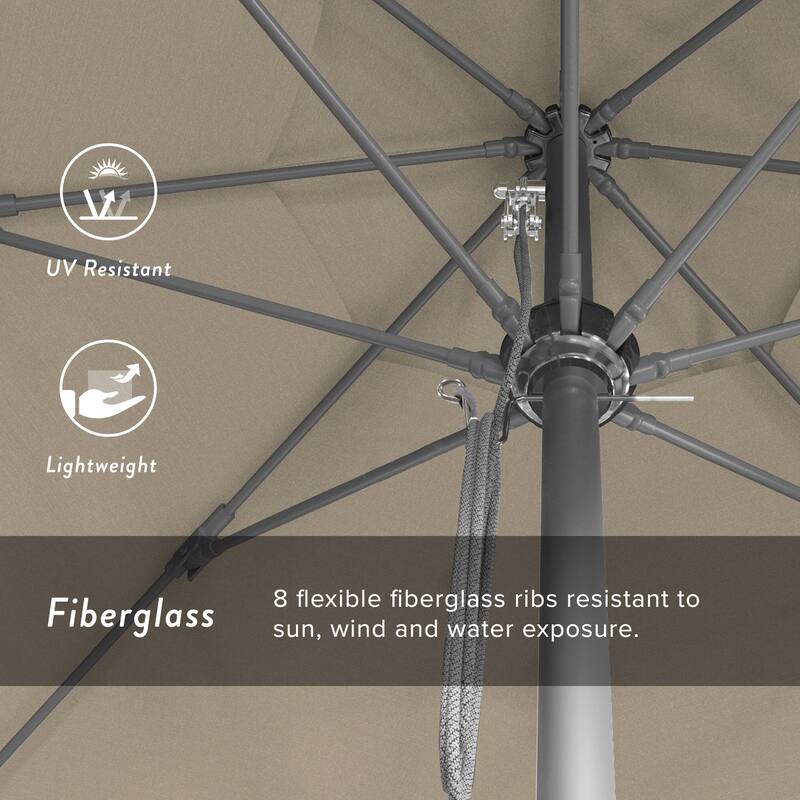 California Umbrella 11' Rd Aluminum Frame, Fiberglass Rib Market Umbrella, Push Open, Anodized Silver Finish, Olefin Fabric