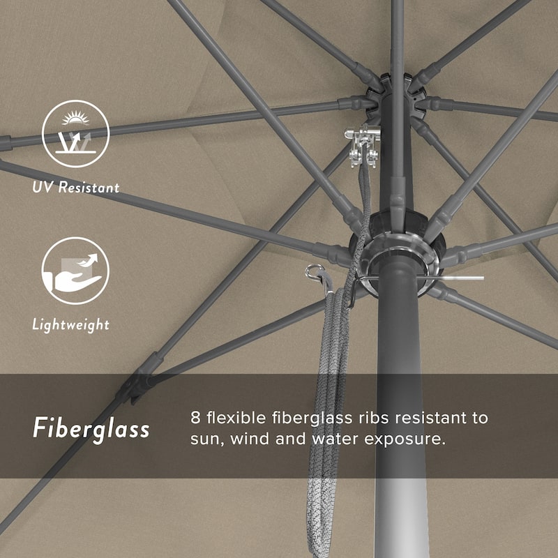 California Umbrella 11' Venture Series Patio Umbrella, Silver Aluminum Pole Fiberglass Ribs Pulley Lift Olefin