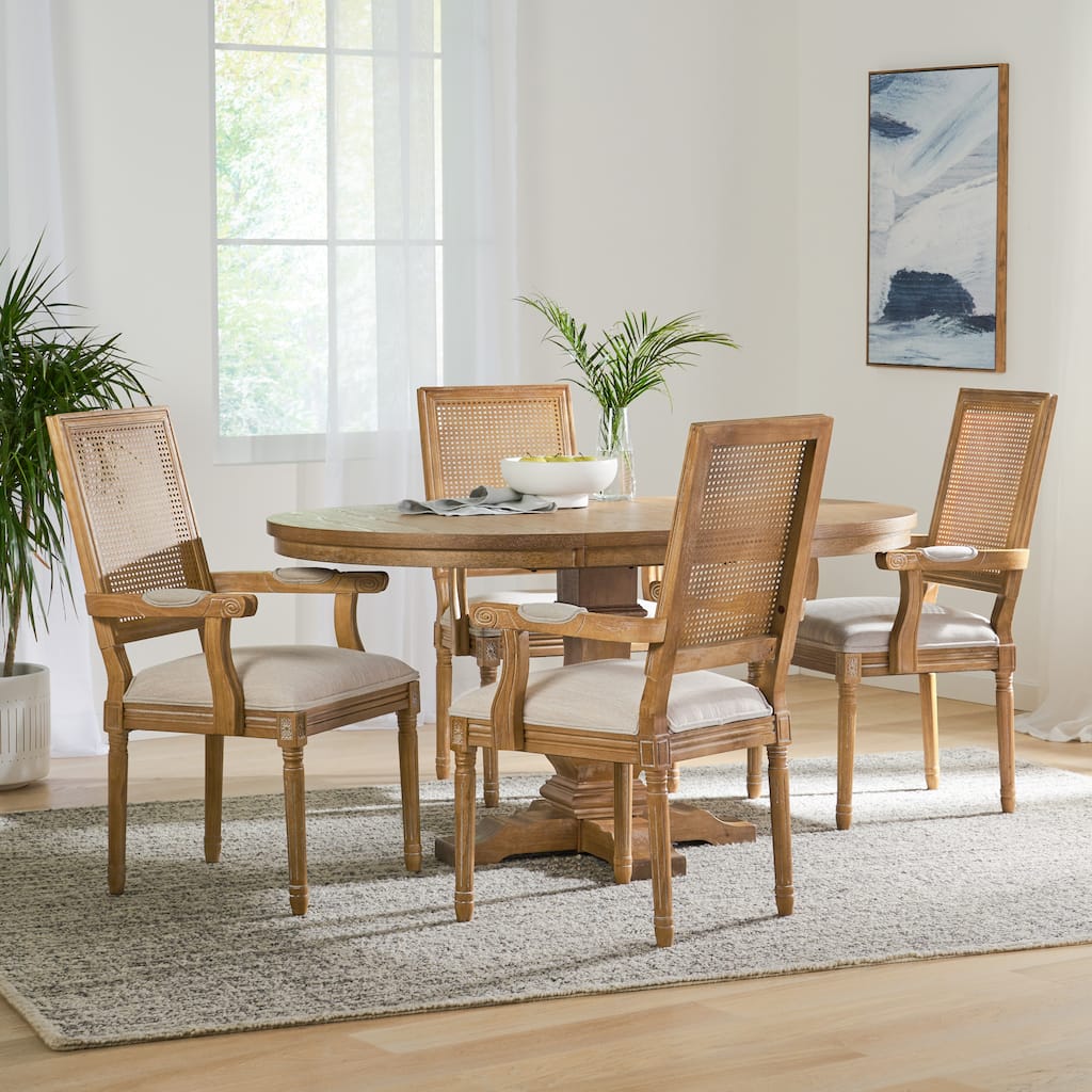 Maria Fabric and Rubberwood Dining Set by Christopher Knight Home
