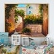preview thumbnail 1 of 6, Designart "Colorful Flowers In Mediterranean House IV" French Country Framed Canvas Wall Art 12 in. wide x 8 in. high - Natural