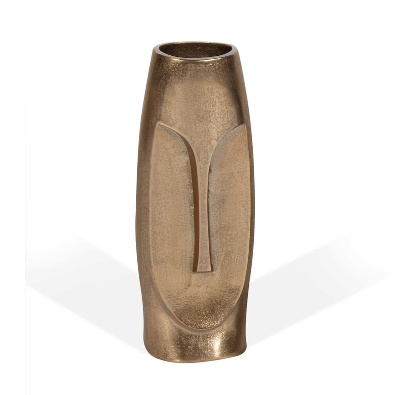 HomeRoots 13" Gold Aluminum Faces Cylinder Table Vase - 5