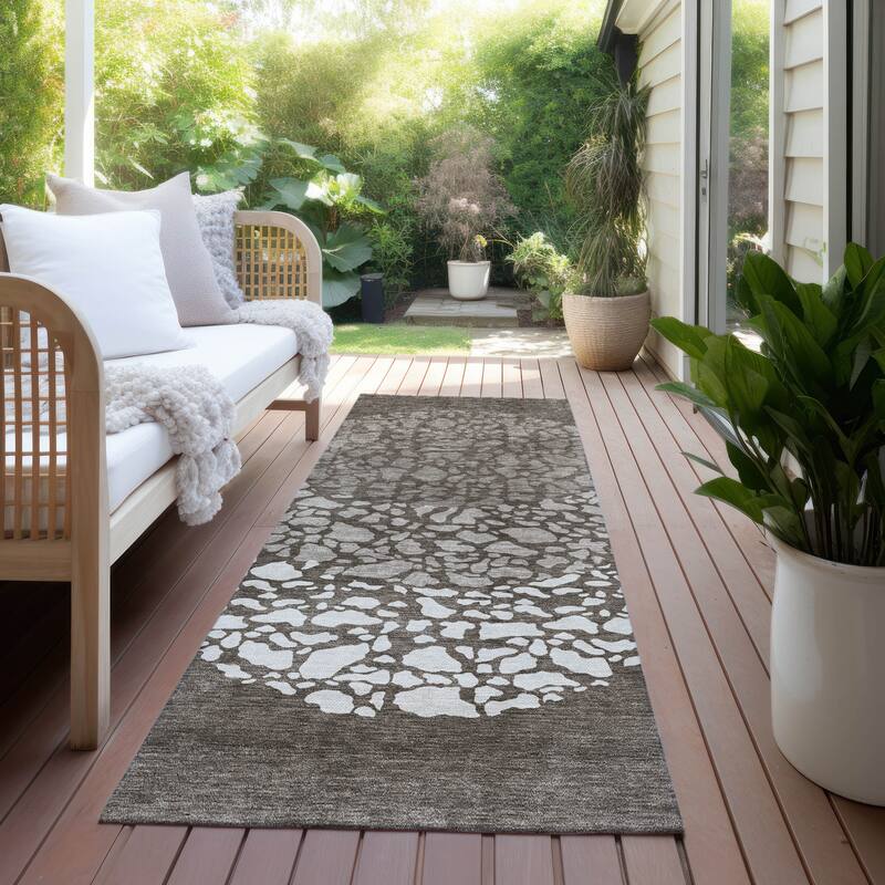Machine Washable Indoor/ Outdoor Chantille Modern Mosaic Rug