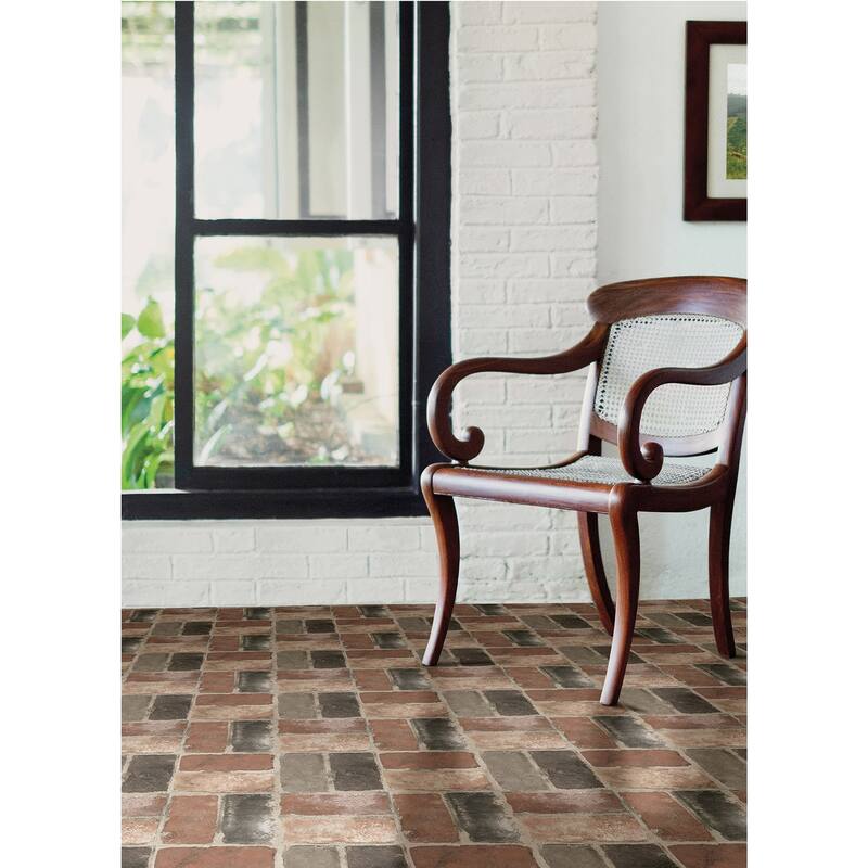 FloorPops Harvard Brick Red Peel & Stick Floor Tiles