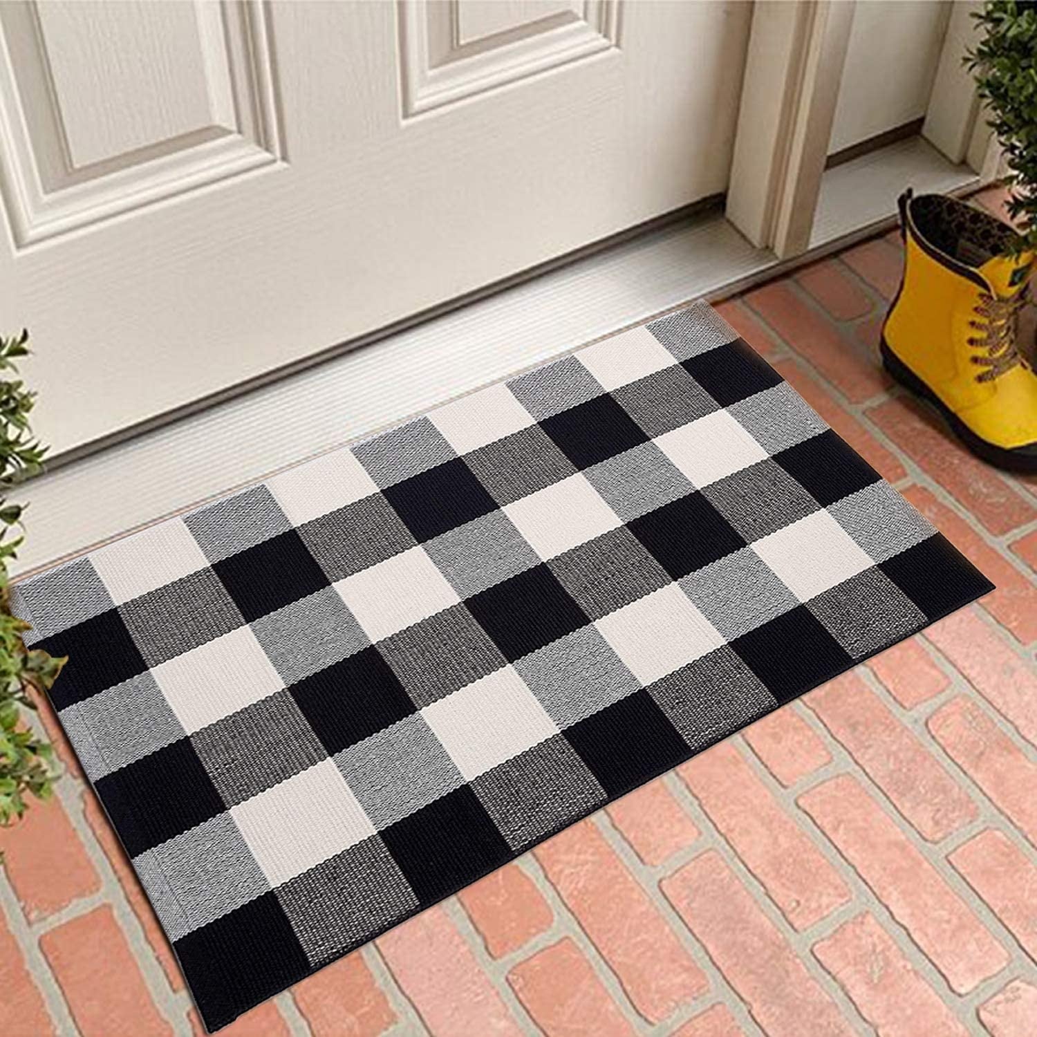 Buffalo Plaid Rug, Outdoor Rug Front Door Decorative Mat, Hand