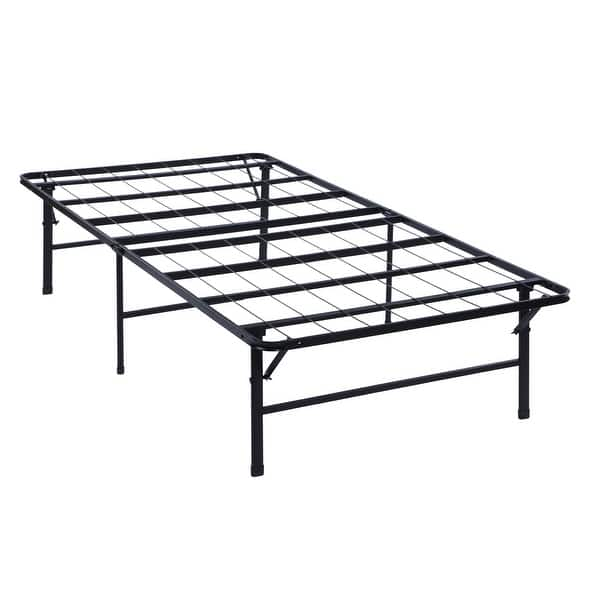 Folding Bed Frame Queen, Heavy Gauge Steel Metal, Underbed Space, Black ...