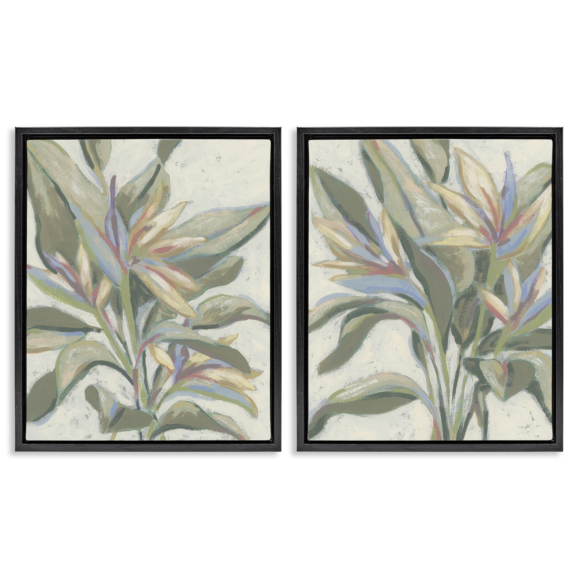 Stupell Tropical Pastel Paradise Framed Floater Canvas Wall Art Design By June Erica Vess (Set of 2)