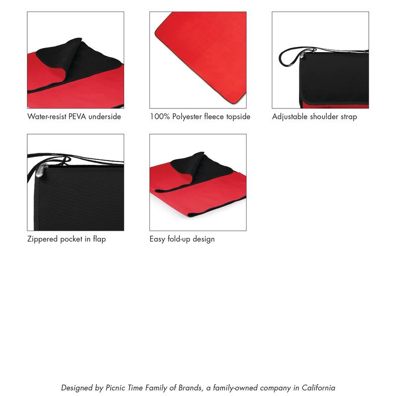 Outdoor Picnic Blanket Tote, (Red & Black Buffalo Plaid Pattern)