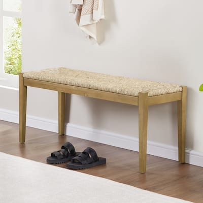 Bohemian 44.5" L Natural Weave Seagrass Rattan Entryway Dining Bench