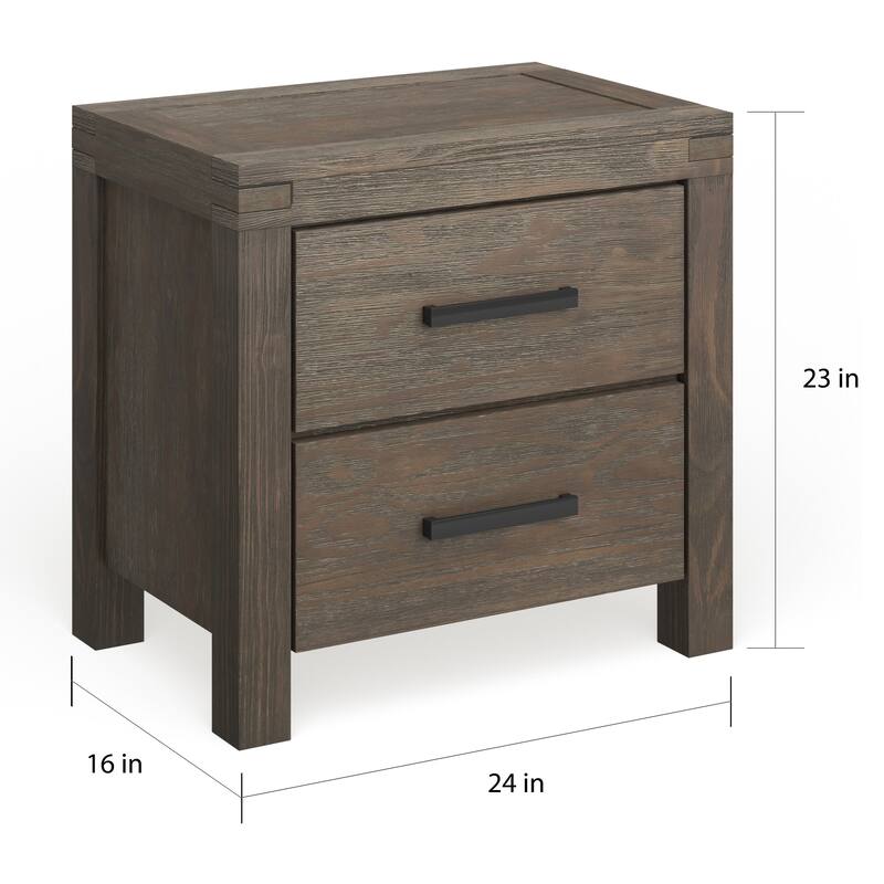 Barrison Rustic Dark Grey Wood 2-Drawer Nightstand by Furniture of America