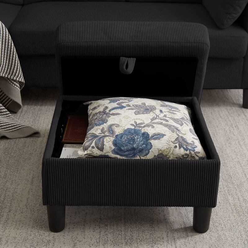 Modular Sectional Sofa Couch L Shaped With Chaise Storage Ottoman and Side Bags For Living Room