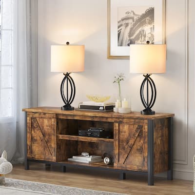 26’ Black Metal Table Lamp Set