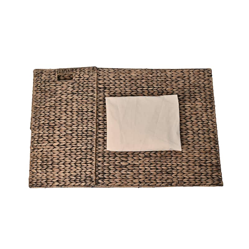 Handwoven 2-Section Collapsible Laundry Hamper, Washable Liner