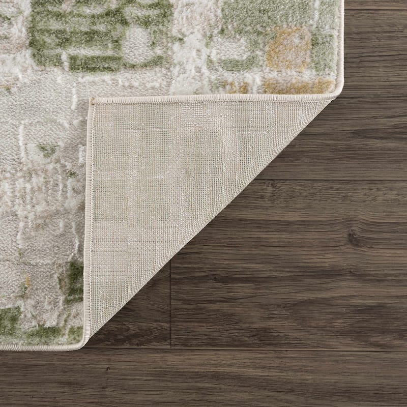 Hauteloom Liverpool Collection Modern Abstract Contemporary Square Tile Area Rug