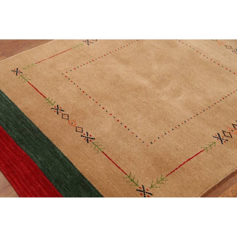 Gabbeh Oriental Accent Rug Handmade Wool Carpet - 3'11"x 5'8"
