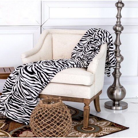 Ultra Soft Micro Plush Flannel Bed Zebra Skin Print Blanket