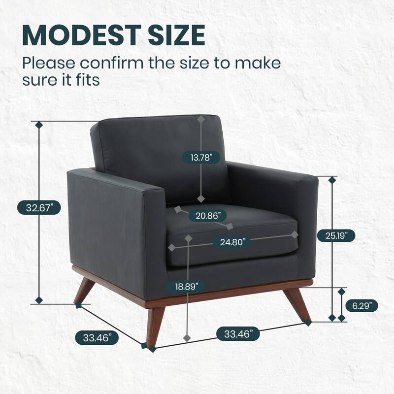 Chester Modern Sofa Leather Or Mesh Accent Side Armchair with Birch Wood Frame Couch for Living Room Bedroom Lounge - 33.46