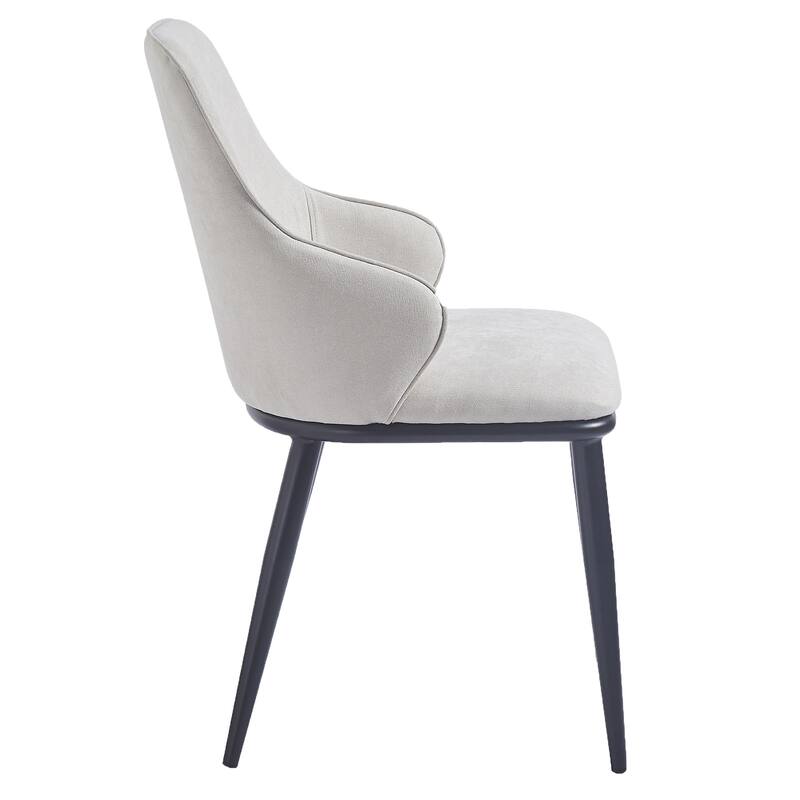 Contemporary Fabric and Metal Dining Chair, Set of 4 - Beige and Black