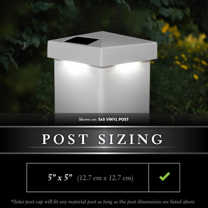 Classy Caps 5x5 White PVC Pyramid Solar Post Cap (Set of 2) On Sale