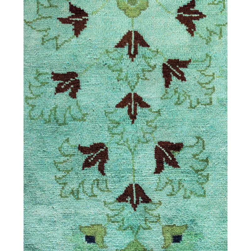 Overdyed One-of-a-Kind Hand-Knotted Area Rug - Green - 9' 2" x 12' 1"