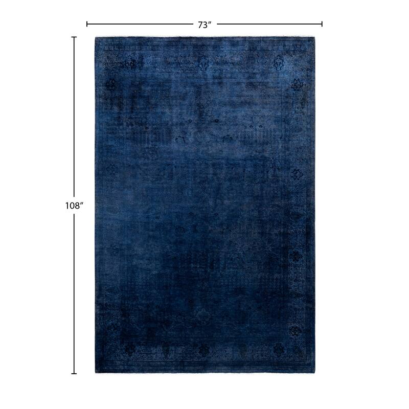 Overdyed One-of-a-Kind Hand-Knotted Area Rug - Blue - 6' 1" x 9' 0"